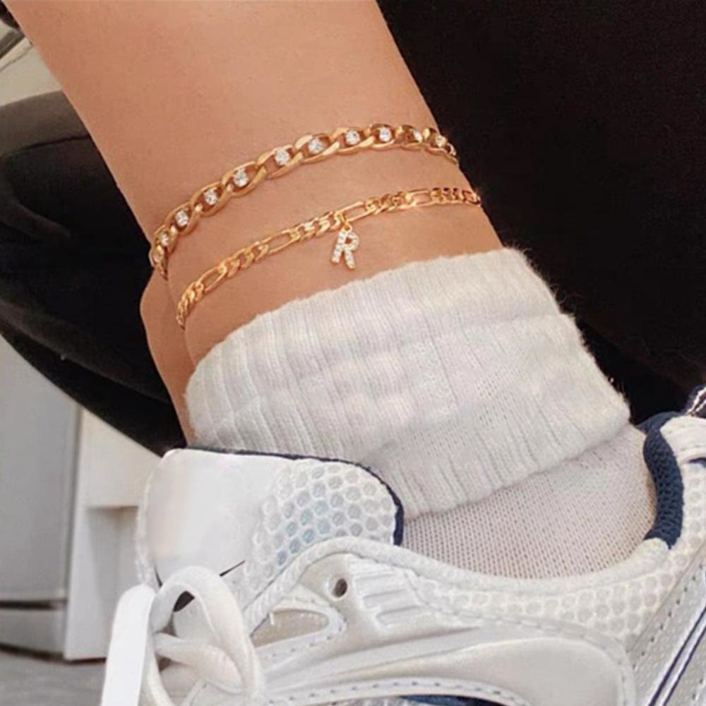 LuxeLetter™ | Einzigartiges Crystal Letter Knöchelarmband Gold