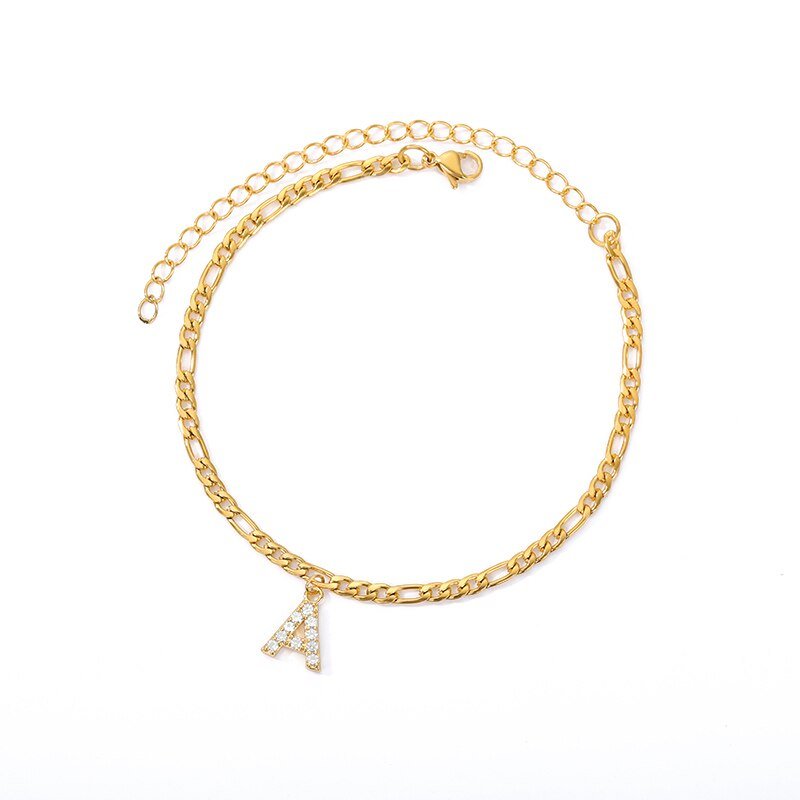 LuxeLetter™ | Einzigartiges Crystal Letter Knöchelarmband Gold