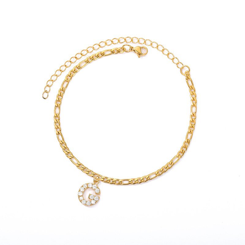 LuxeLetter™ | Einzigartiges Crystal Letter Knöchelarmband Gold