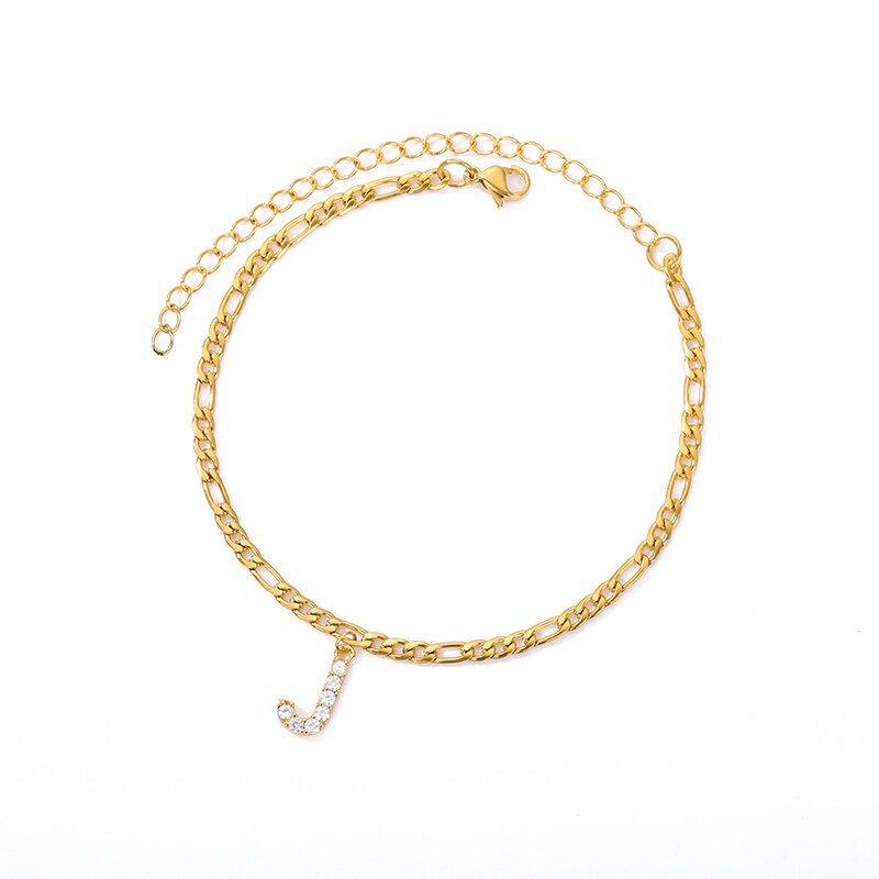 LuxeLetter™ | Einzigartiges Crystal Letter Knöchelarmband Gold