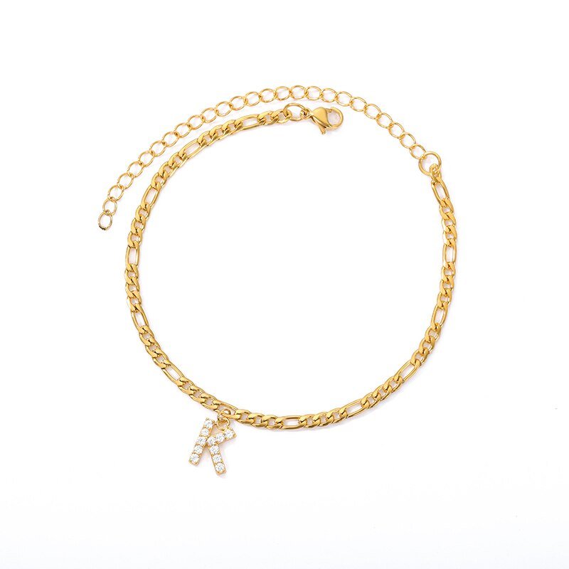 LuxeLetter™ | Einzigartiges Crystal Letter Knöchelarmband Gold