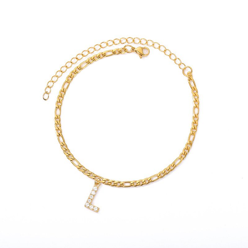 LuxeLetter™ | Einzigartiges Crystal Letter Knöchelarmband Gold
