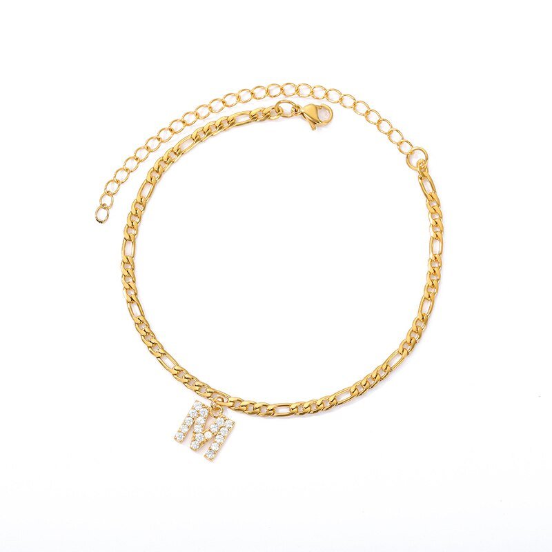 LuxeLetter™ | Einzigartiges Crystal Letter Knöchelarmband Gold