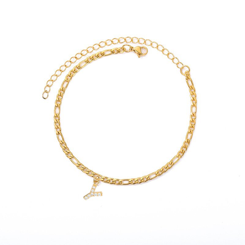 LuxeLetter™ | Einzigartiges Crystal Letter Knöchelarmband Gold