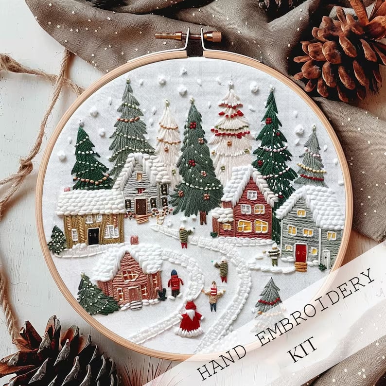 FrostMuse® | StitchScape Stickset – gemütliche Stickkunst für die Feiertage