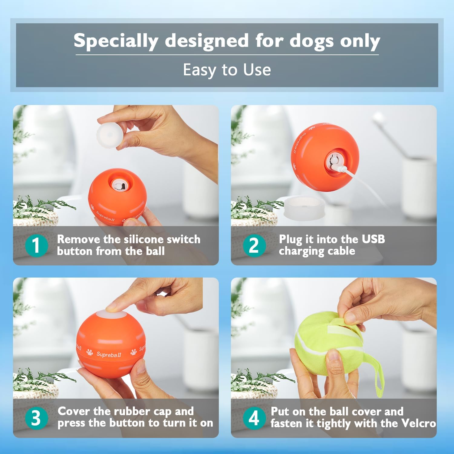 FetchMotion | Interaktives Ballspielzeug für Hunde | Automatisch Rollender & Springender Ball