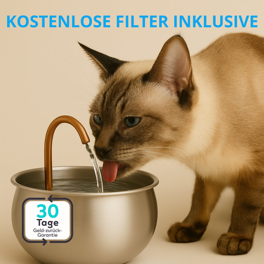 WhiskerWell | Flüsterleiser Edelstahl-Katzenbrunnen | Saubere, fließende, stressfreie Flüssigkeitszufuhr