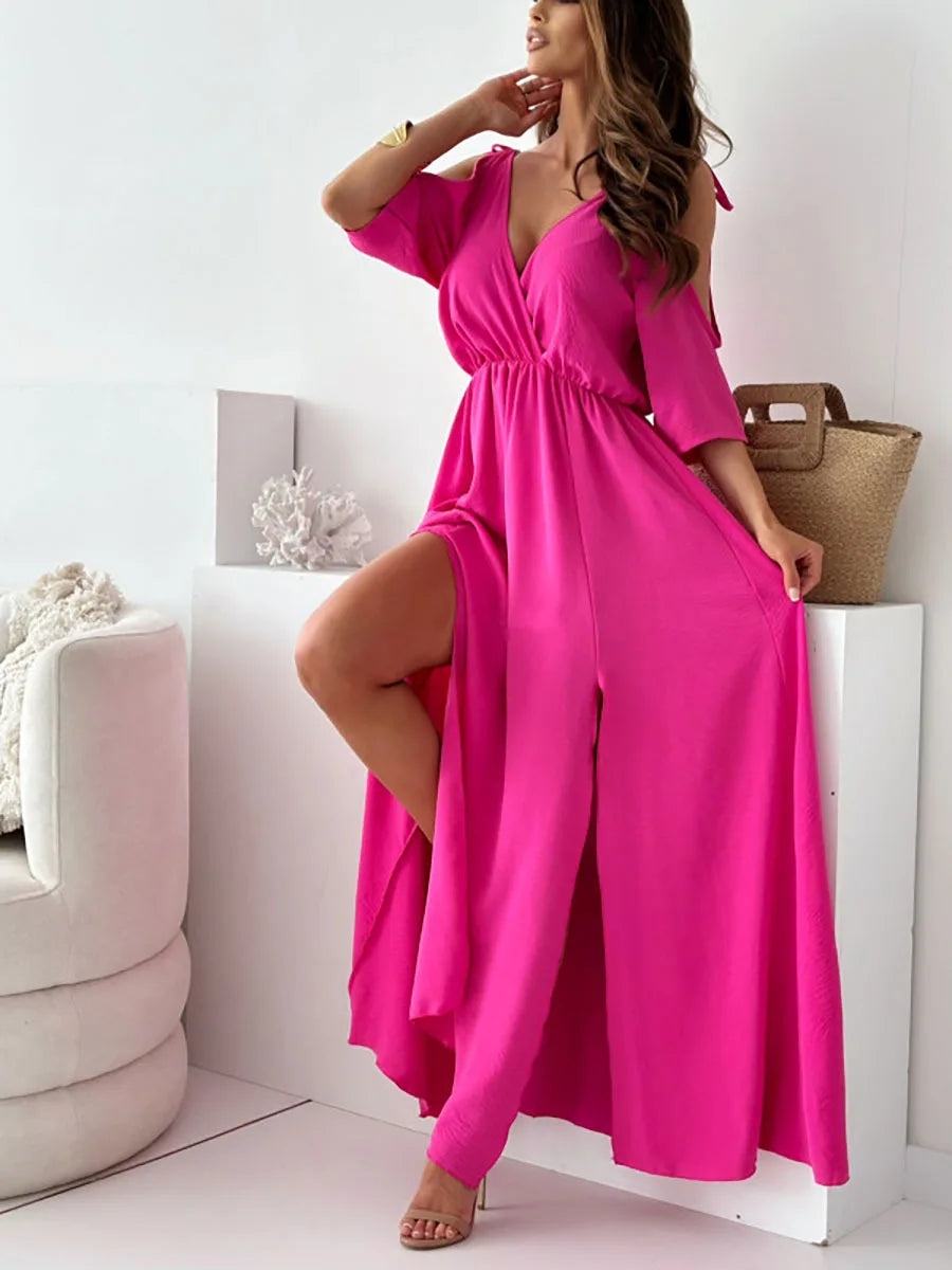 SlitCharm® | Elegant Kleid mit V-Ausschnitt und Seitenschlitz