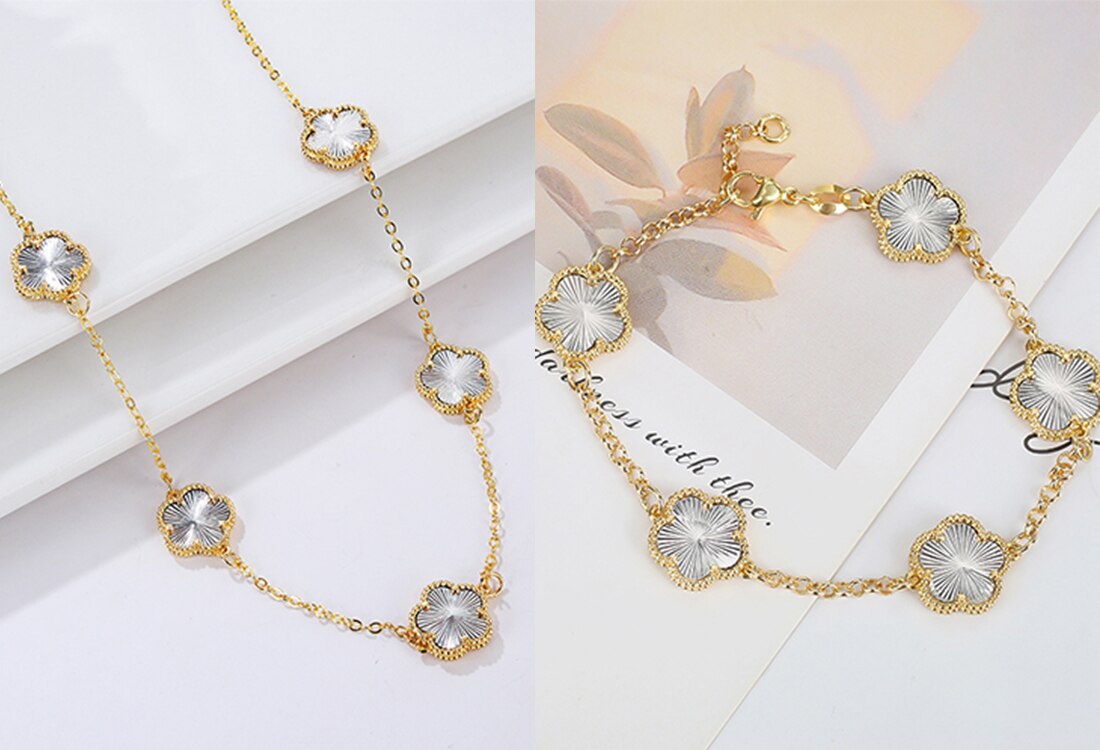 50% RABATT | Zenvada BlütenDuo | Armband & Halskette Set für die Moderne Dame