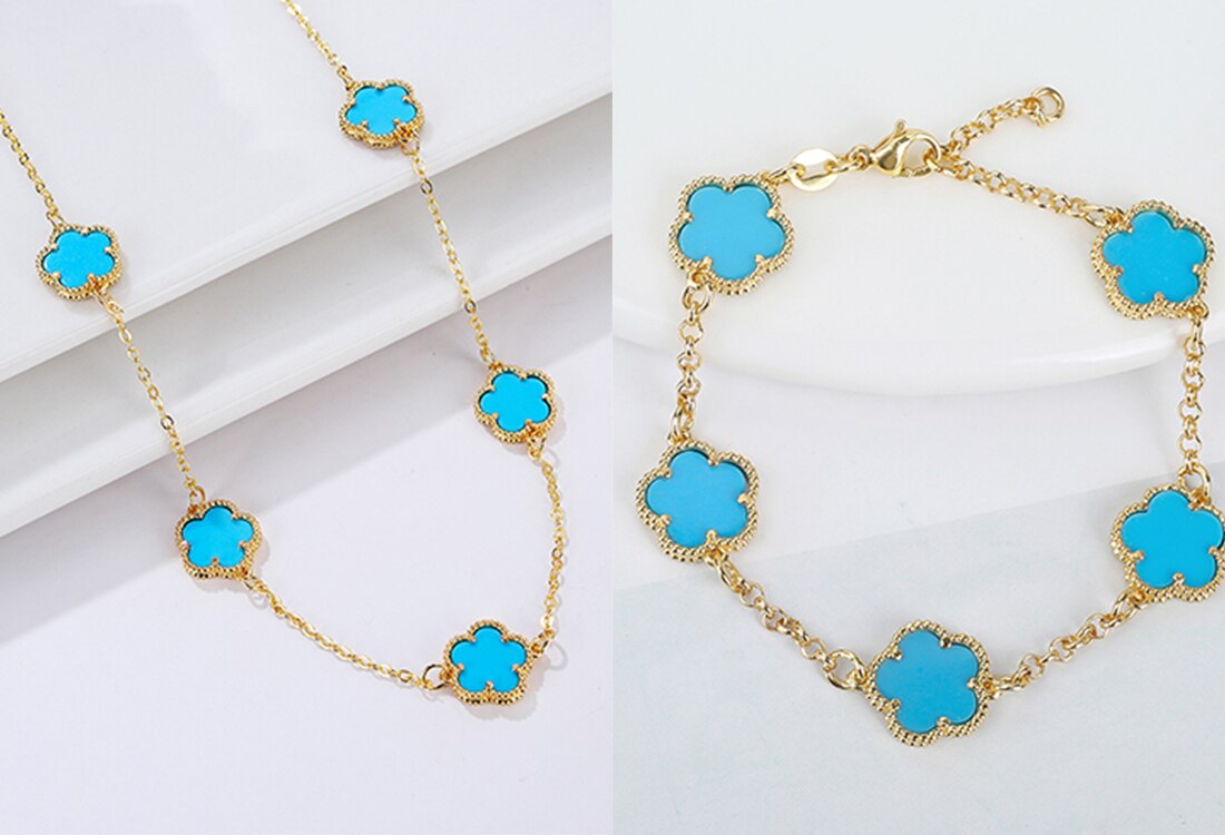50% RABATT | Zenvada BlütenDuo | Armband & Halskette Set für die Moderne Dame
