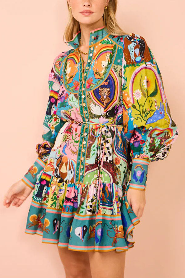 LuxeMuse™ | Luxus Print Ballonärmel Minikleid