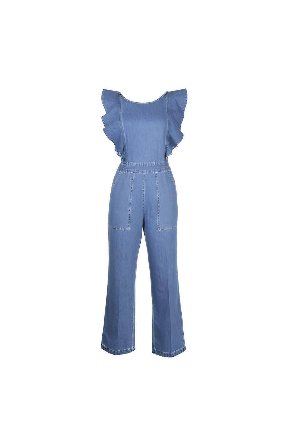 DenimDynasty™ Denim-Overall mit offenem Rücken