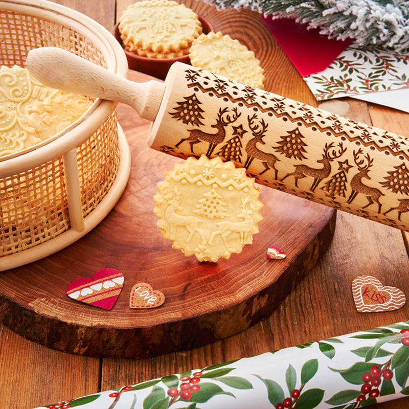 HolidayCarve® | PatternRod Baking Pattern Rod – Festive Embossing for Cookies