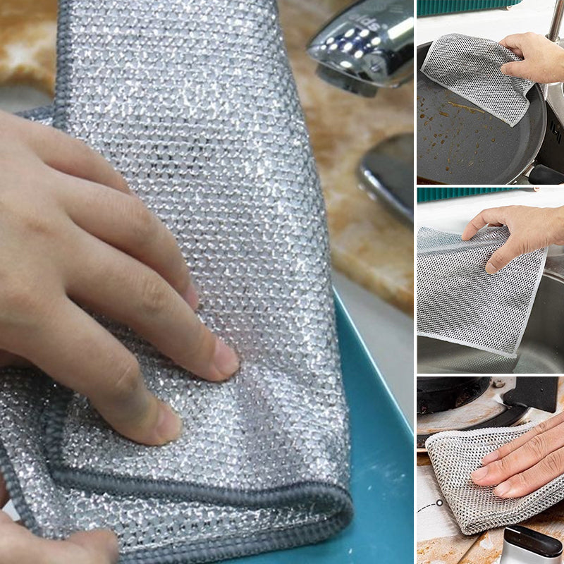 FlexClean Reinigungstuch kratzfrei, wiederverwendbarer Scheuerschwamm für Küche, Edelstahl, Töpfe, Pfannen und Herdplatten, entfernt hartnäckigen Schmutz