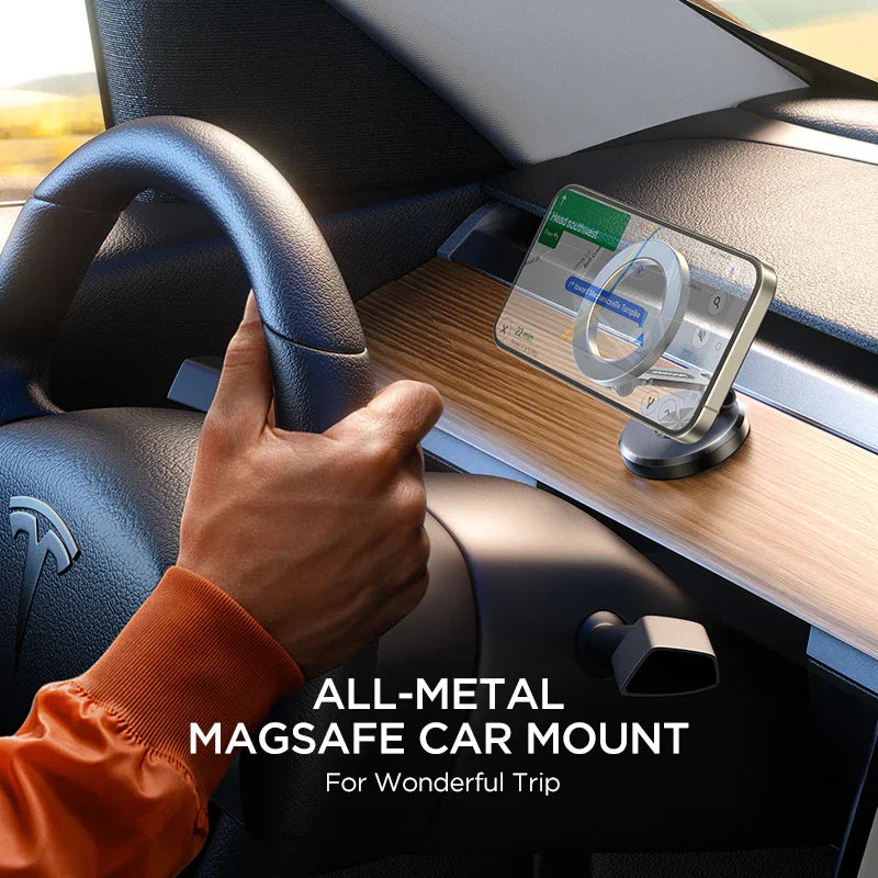 SAFEMAG™ 360° drehbarer, magnetischer Auto-Handyhalter für das Armaturenbrett – ringförmige Montage in Schwarz, stabile Befestigung fürs Smartphone
