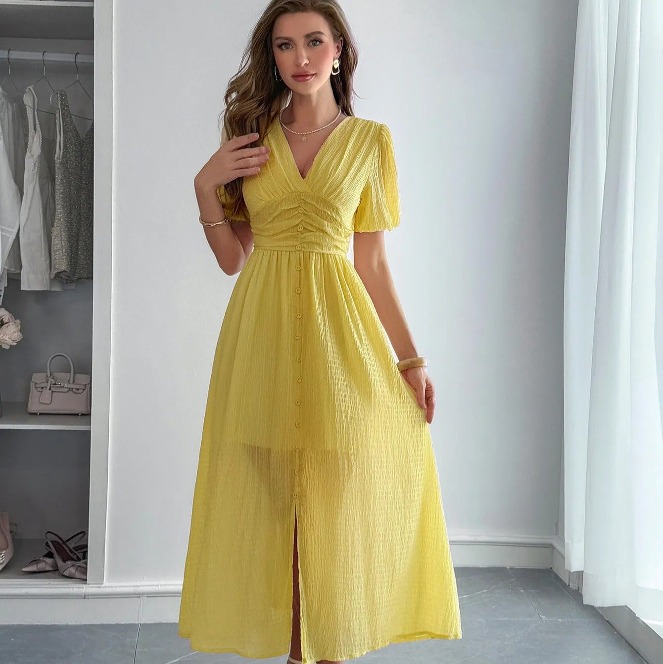 50% RABATT | Slitelle™ | Elegantes Maxikleid mit Wickelausschnitt & Schlitz