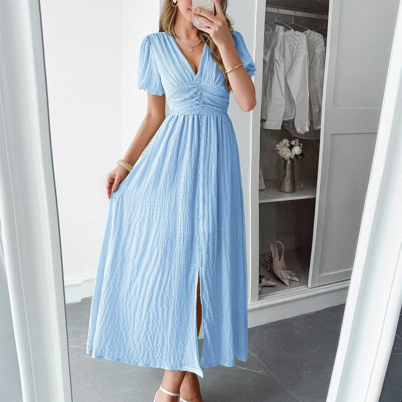 50% RABATT | Slitelle™ | Elegantes Maxikleid mit Wickelausschnitt & Schlitz