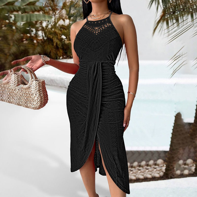 Crochelia™ | Boho Midi Häkelkleid mit Frontschlitz