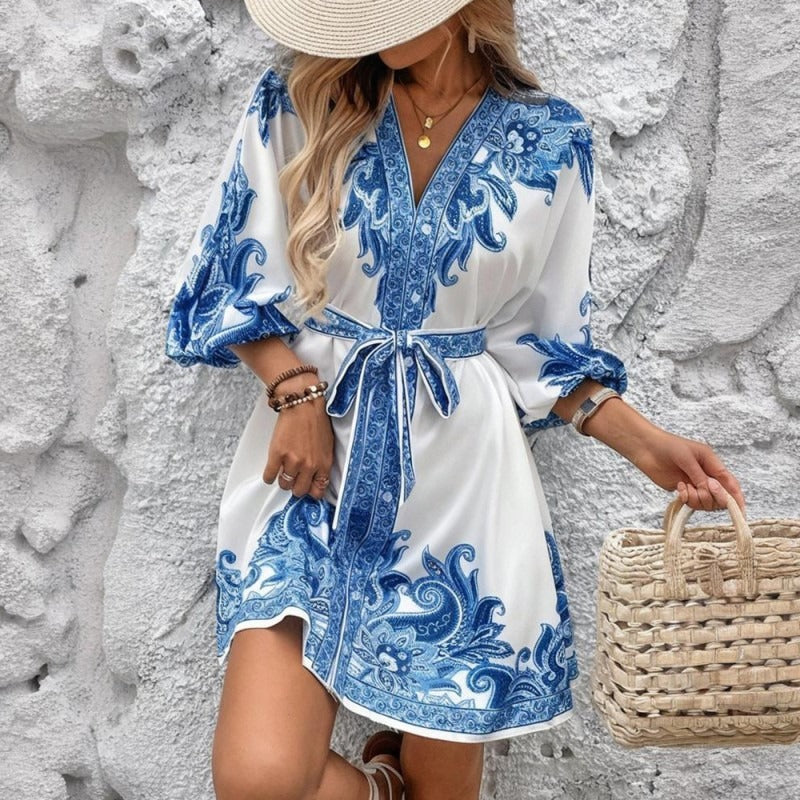 Bohemisse™ | Boho-chic Satin-Kurzkleid im Tunika-Stil