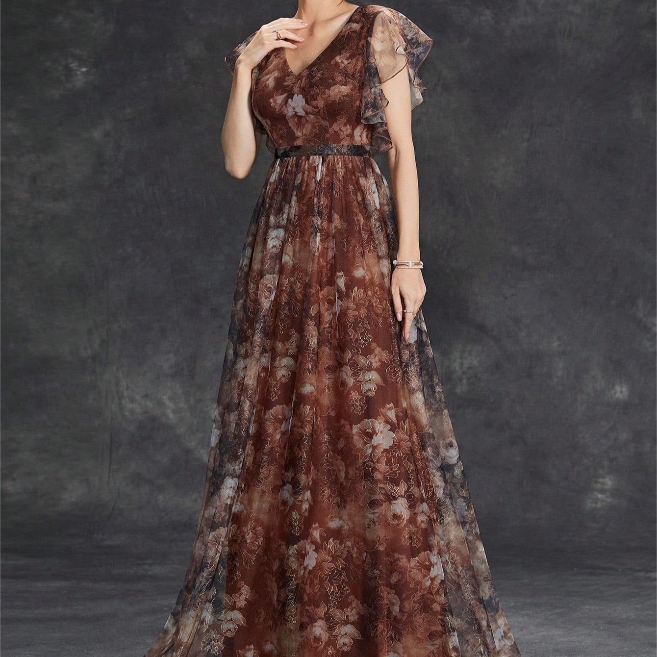 Aureflor™ | Leichtes Damen-Maxikleid aus bedruckter Seidenmousseline