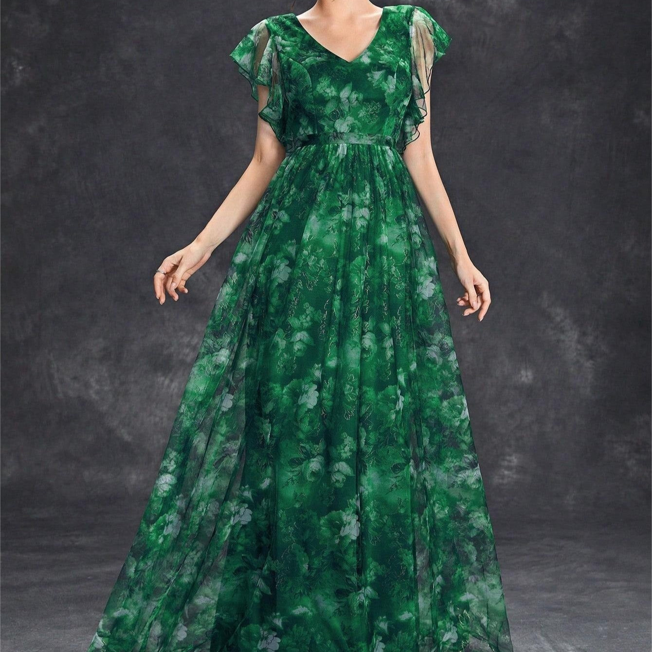 Aureflor™ | Leichtes Damen-Maxikleid aus bedruckter Seidenmousseline
