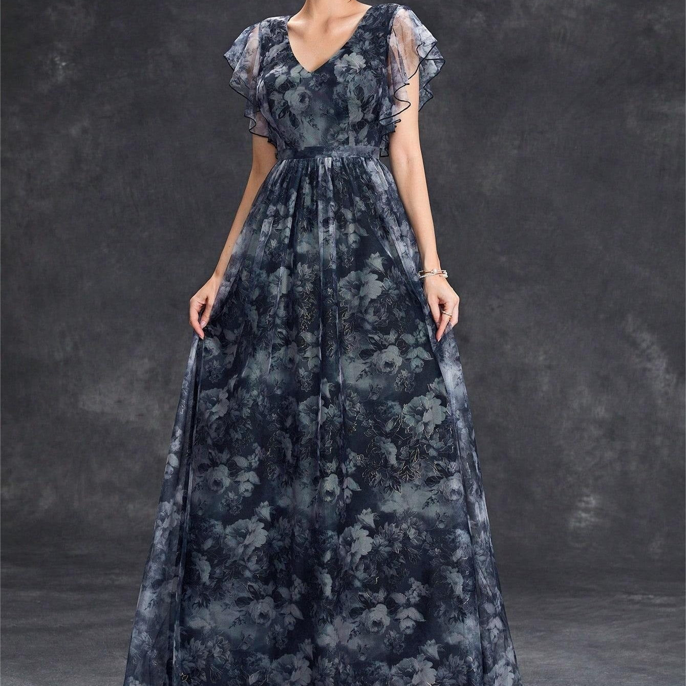 Aureflor™ | Leichtes Damen-Maxikleid aus bedruckter Seidenmousseline