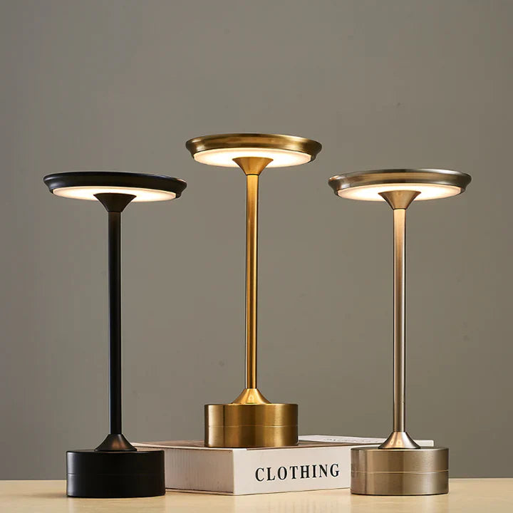 Moderne LED Tischlampe dimmbar in Schwarz, Gold und Silber, wiederaufladbare Designer Nachttischlampe für Wohnzimmer, Schlafzimmer und Büro