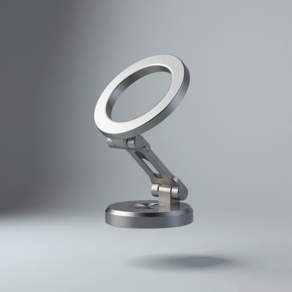 Verstellbarer magnetischer Smartphone- und Tablet-Ständer aus Aluminiumlegierung in modernem, klappbarem Design – stabiler Halter für Schreibtisch und Büro