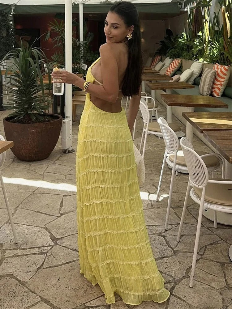 Backelle™ | Elegantes Träger-Maxikleid mit offenem Rücken