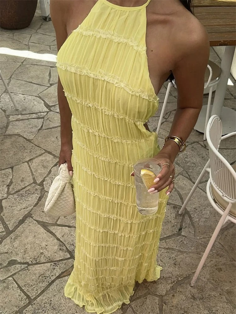 Backelle™ | Elegantes Träger-Maxikleid mit offenem Rücken