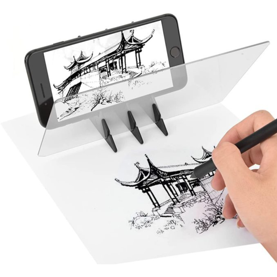 Zeichenprojektor mit Handyhalterung, optisches Zeichengerät für Anfänger und Profis, DIY Skizzierhilfe zum Abpausen von Bildern und Fotos