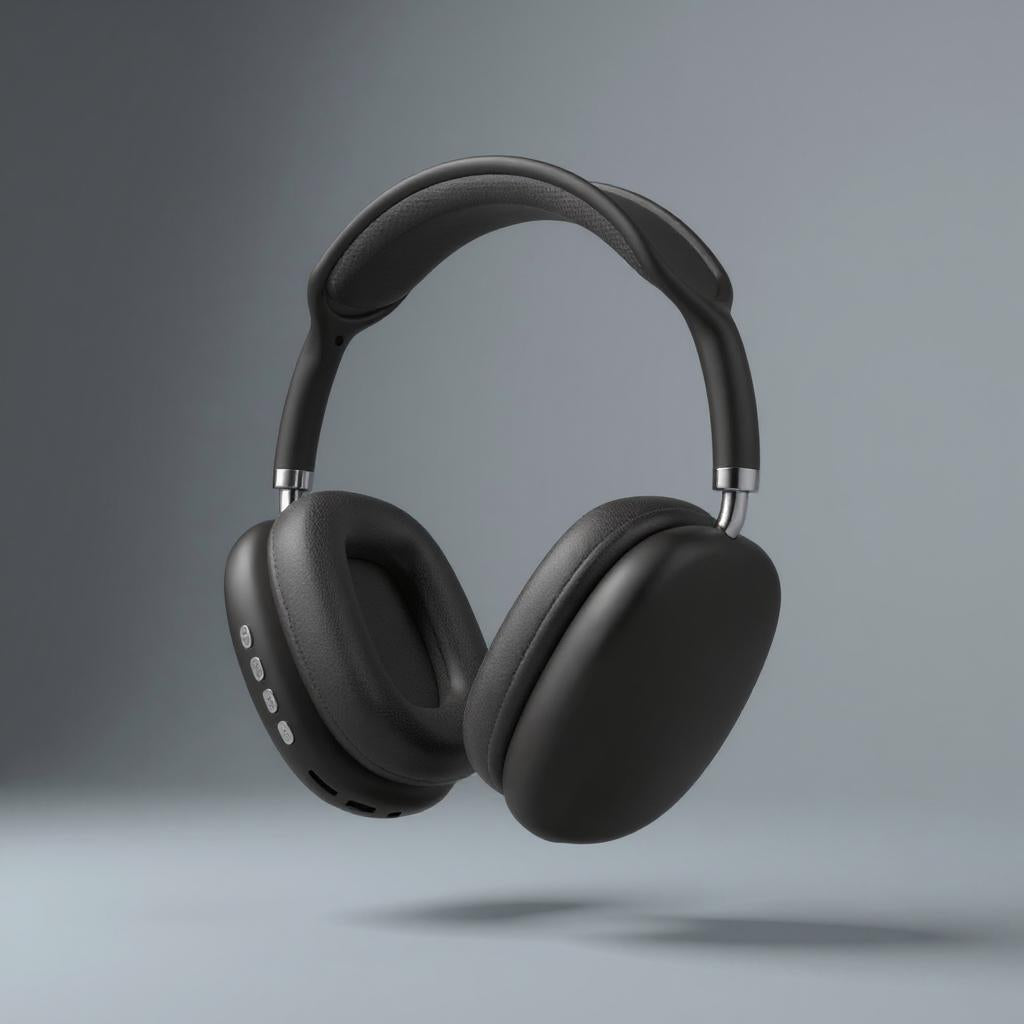 Stylische Over-Ear Bluetooth-Kopfhörer in mattem Dunkelblau mit gepolsterten Ohrmuscheln und verstellbarem Kopfbügel für komfortablen Sitz und immersiven Sound