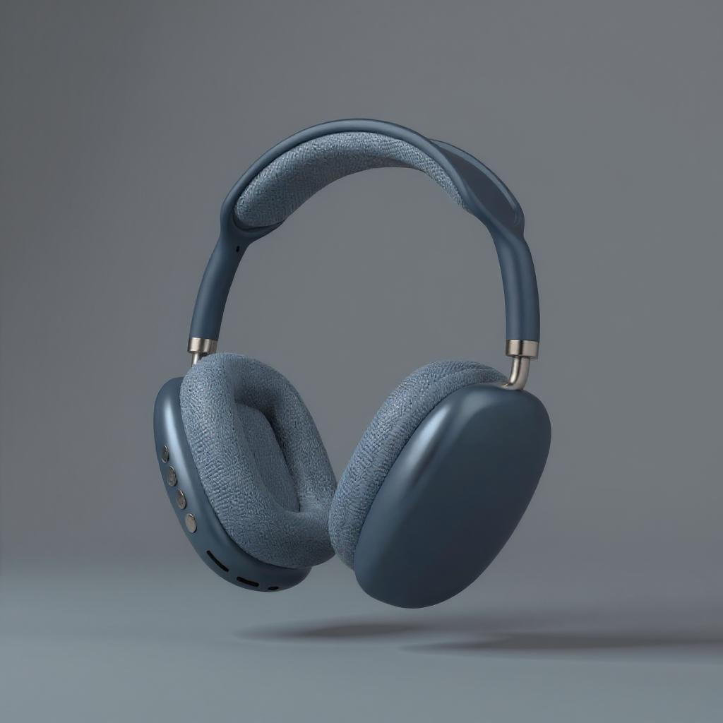 Stylische Over-Ear Bluetooth-Kopfhörer in mattem Dunkelblau mit gepolsterten Ohrmuscheln und verstellbarem Kopfbügel für komfortablen Sitz und immersiven Sound