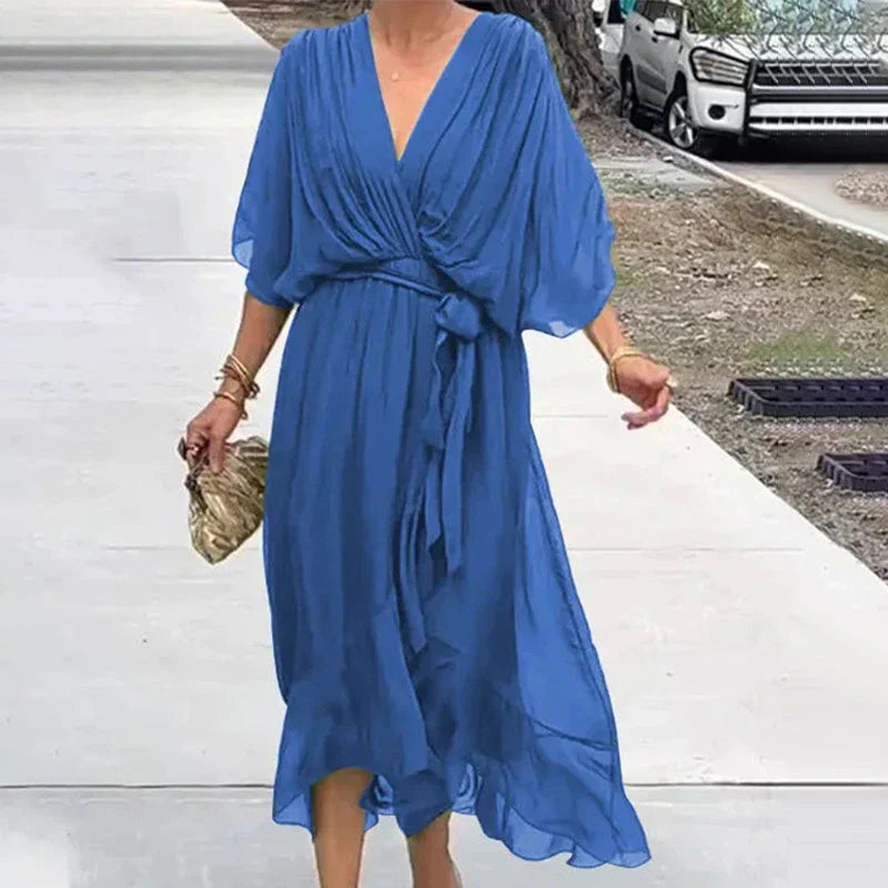 VellaFleur® | Damen-Midi-Kleid mit V-Ausschnitt