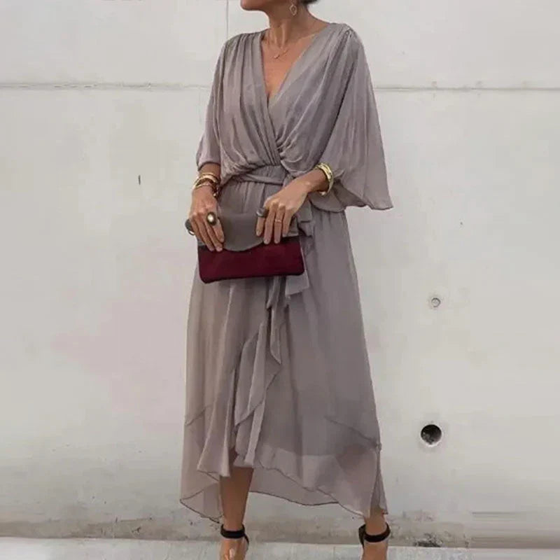 VellaFleur® | Damen-Midi-Kleid mit V-Ausschnitt