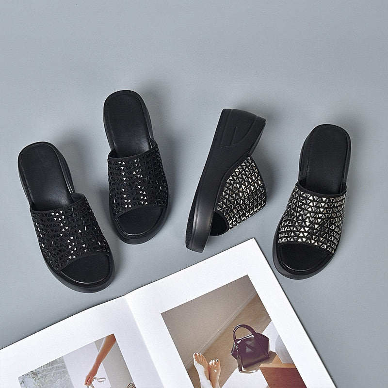 ShineLift™ | 2025 Neues Design, Glänzende Sandalen mit Keilabsatz für Damen