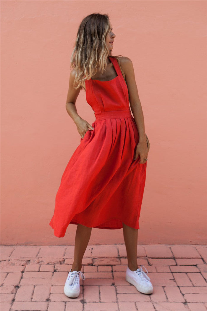 Chic-Chiffon-Kleid | Rückenfreies Sommerkleid mit Spitze