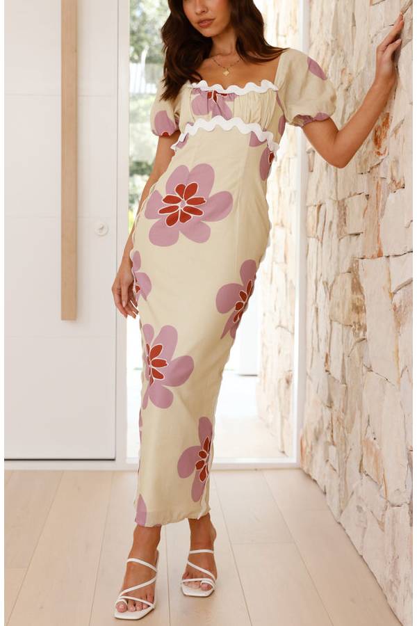50% RABATT | Rosavie™ | Herbst Maxi Kleid Butter/Pink