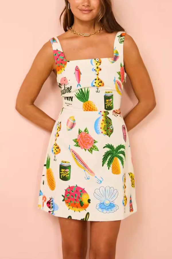 50% RABATT | Floraza™ | Lässiges Print-Trägerkleid mit Schnürung