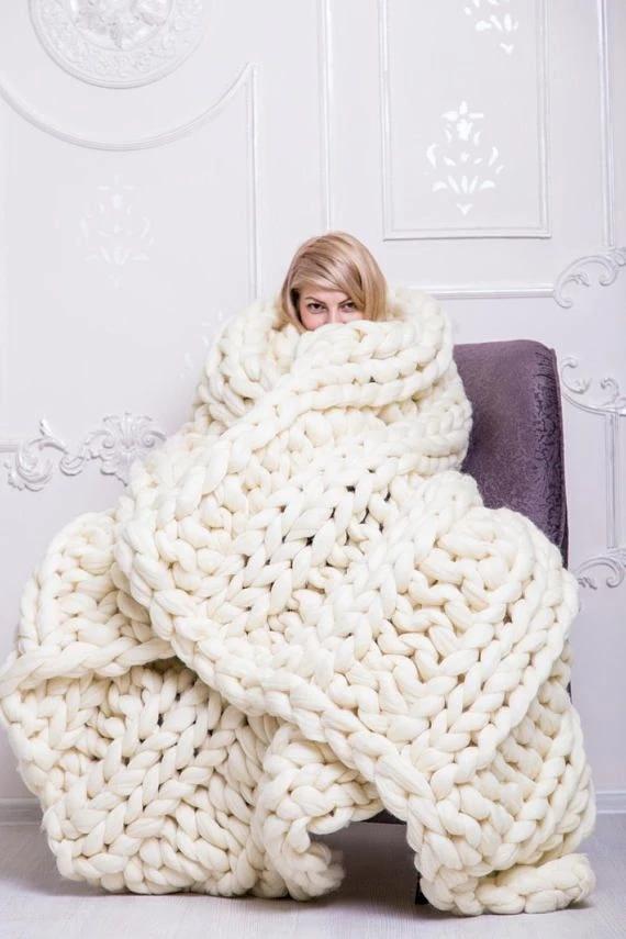50% RABATT | Blankelle™ | Grob gestrickte Decke