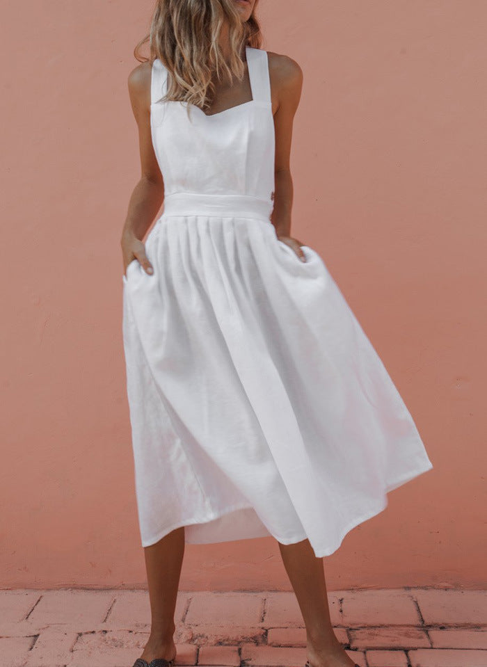 Chic-Chiffon-Kleid | Rückenfreies Sommerkleid mit Spitze