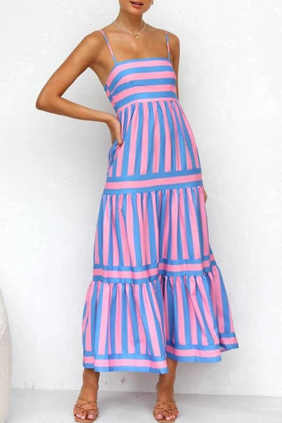 50% RABATT | Candessa™ | Candy Streifen Maxikleid
