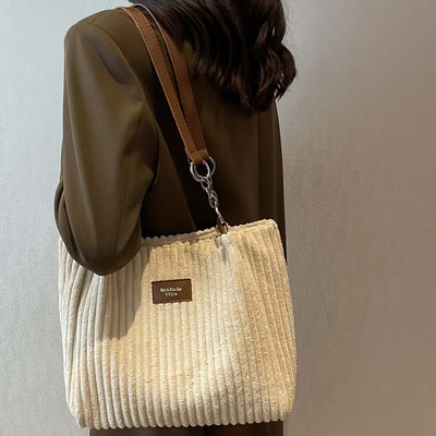 50% RABATT | Olivia | Luxury Corduroy Tote Tasche