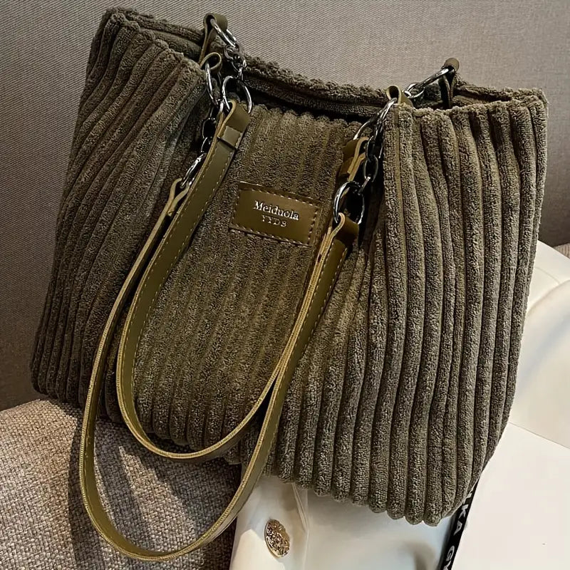 50% RABATT | Olivia | Luxury Corduroy Tote Tasche
