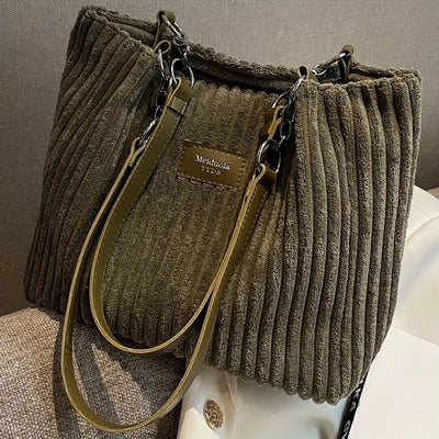 50% RABATT | Olivia | Luxury Corduroy Tote Tasche