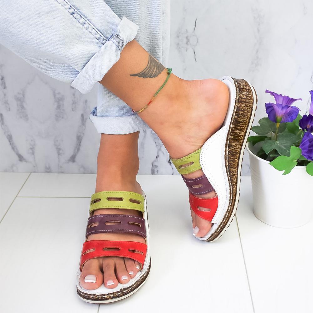 TrioStep™ | Damen-modische-drei-Farbe-Nähen-Sandale
