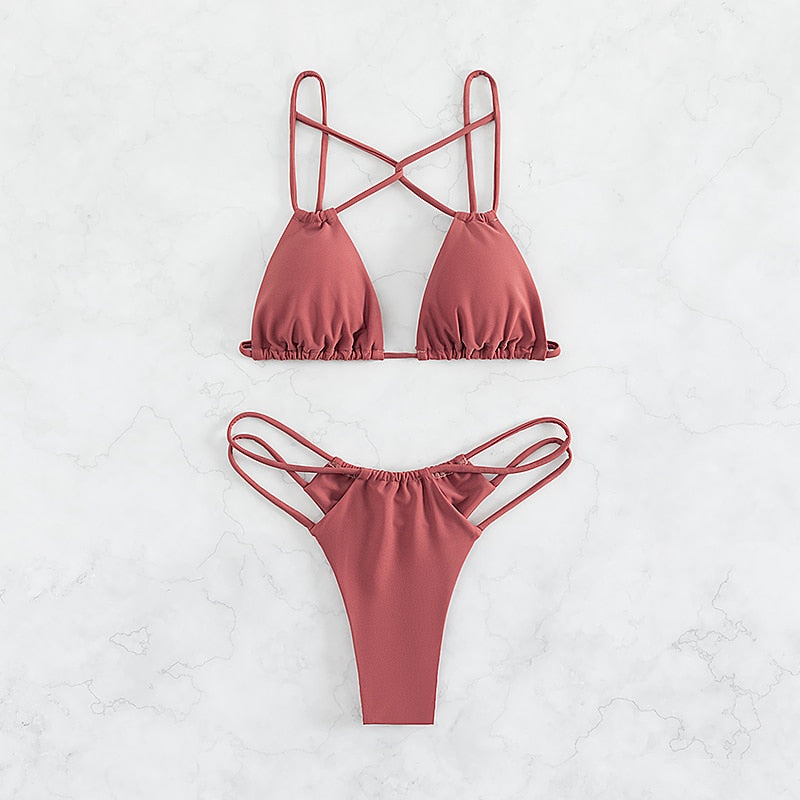 50% RABATT | Isadora™ | Cross String Bikini Set
