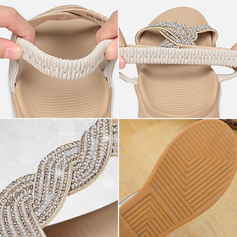 StepNest™ | Flache Sandalen Damen Sommer Freizeit Zehentrenner mit Weiche Fußbett