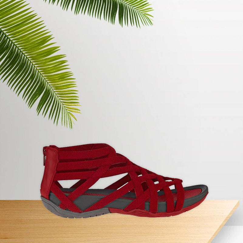 Runder Zehenpartie | Hohle römische Gladiator-Sandalen