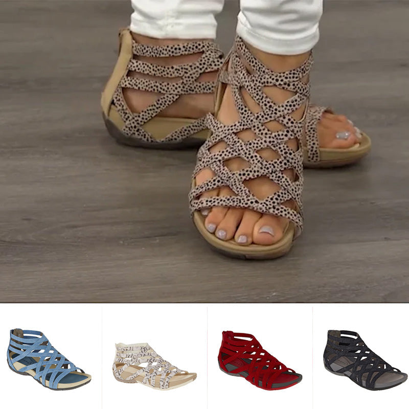 Runder Zehenpartie | Hohle römische Gladiator-Sandalen